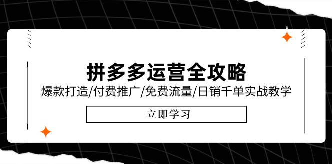 拼多多运营全攻略，爆款打造/付费推广/免费流量/日销千单实战教学/6月更新-轻创网