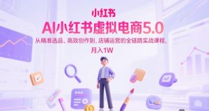AI小红书虚拟电商5.0，从精准选品、高效创作到，店铺运营的全链路实战课程，月入1W(更新中)-轻创网