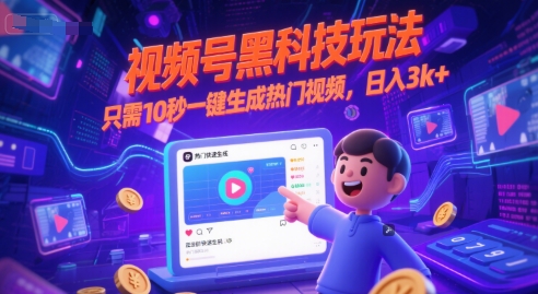 视频号黑科技玩法，只需10秒一键生成热门视频，日入3k+【揭秘】-轻创网