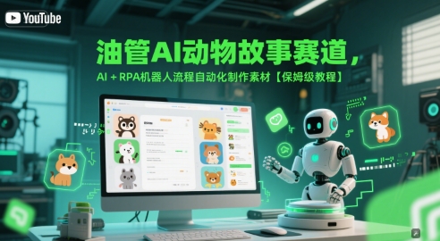 油管AI动物故事赛道，AI+RPA机器人流程自动化制作素材【保姆级教程】-轻创网