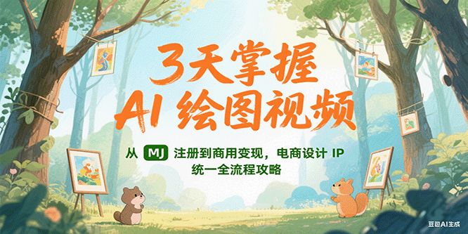3天掌握AI绘图视频，从MJ 注册到商用变现，电商设计IP统一全流程攻略-轻创网