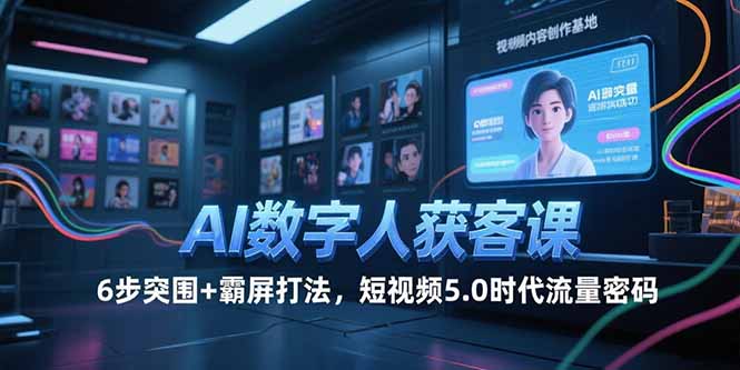 AI数字人获客课，6步突围+霸屏打法，短视频5.0时代流量密码-轻创网