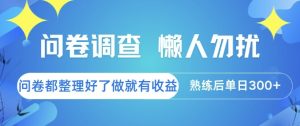 问卷调查，懒人勿扰，问卷都整理好了单价不等，做就有收益，熟练后单日3张【揭秘】-轻创网