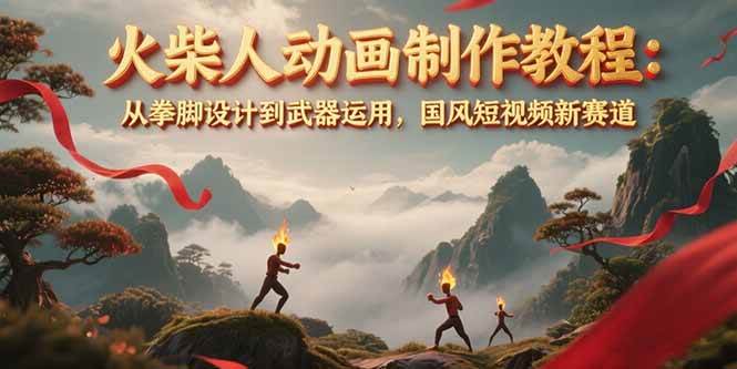 图片[1]-火柴人动画制作教程：从拳脚设计到武器运用，国风短视频新赛道-轻创网