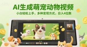AI生成萌宠动物视频,小白轻松上手,多种变现方式,日入4位数-轻创网