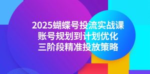 2025蝴蝶号投流实战课，账号规划到计划优化，三阶段精准投放策略-轻创网