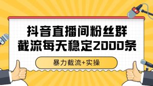 抖音直播间粉丝群截流，稳定采集数据全行业通用 2000+数据一天-轻创网