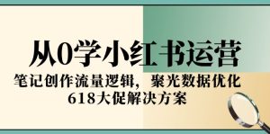 从0学小红书运营，笔记创作流量逻辑，聚光数据优化，618大促解决方案-轻创网