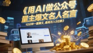 用AI做公众号流量主爆文名人名言,10分钟一篇爆文,最高月入5位数-轻创网
