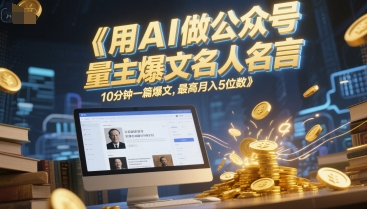 用AI做公众号流量主爆文名人名言，10分钟一篇爆文，最高月入5位数-轻创网