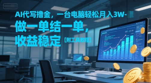 AI代写撸金，一台电脑轻松月入1-3W，做一单结一单，收益稳定【附工具教程】-轻创网