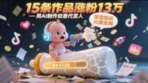 用AI制作幼崽代言人，宝宝的控诉火爆全网，15条作品涨粉13W，单号月入5位数实操教程-轻创网