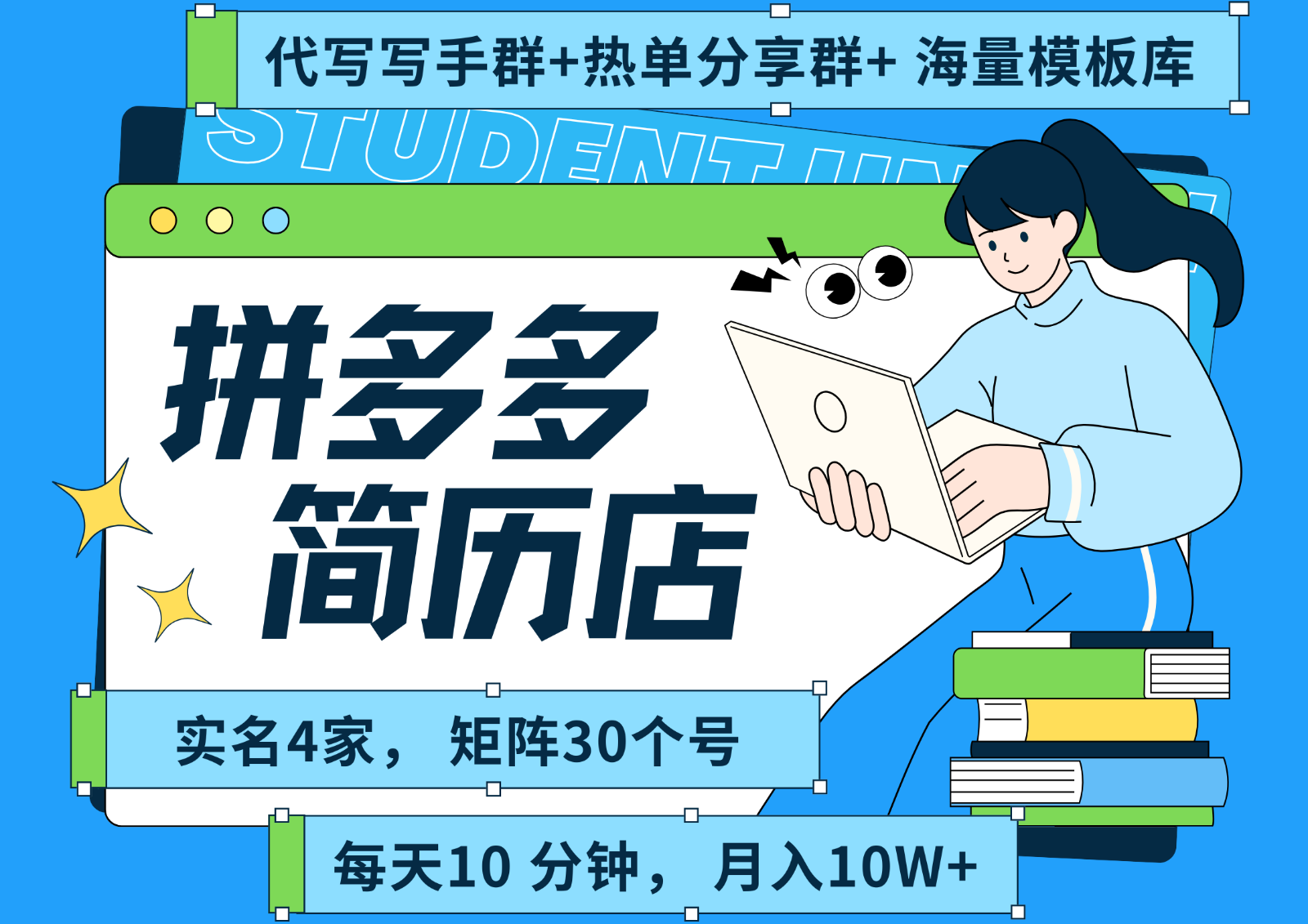 拼多多电商 拼多多 虚拟资料 简历 海报代写 全SOP流程 毫无保留分享(含后端资料)-轻创网