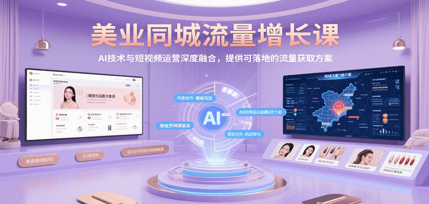 美业同城流量增长课，AI技术与短视频运营深度融合，提供可落地的流量获取方案-轻创网