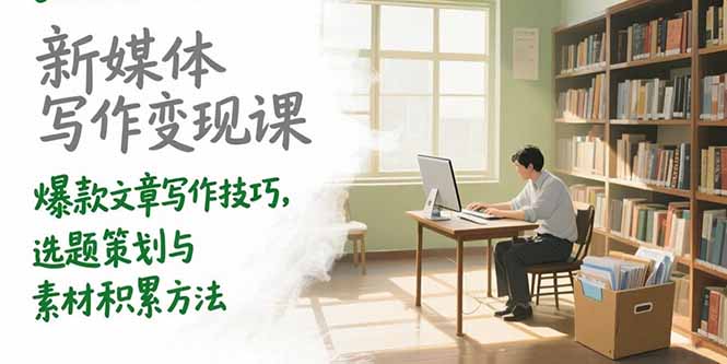 新媒体写作变现课，爆款文章写作技巧，选题策划与素材积累方法-轻创网