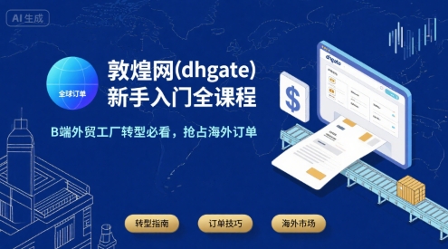 敦煌网(dhgate)新手入门全课程，B端外贸工厂转型必看，抢占海外订单-轻创网