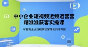 中小企业短视频运营精准获客实操课，可复制企业短视频获客落地训练方案-轻创网
