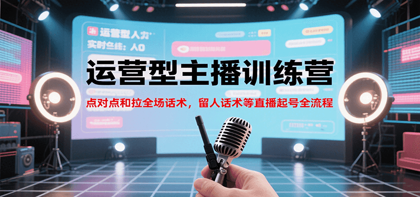 运营型主播训练营，点对点和拉全场话术，留人话术等直播起号全流程(更新7月)-轻创网