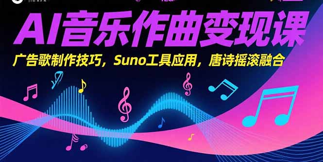 AI音乐作曲变现课，广告歌制作技巧，Suno工具应用，唐诗摇滚融合-轻创网