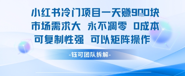 小红书冷门项目一天收益9张，市场需求大，0成本，可复制性强可以矩阵操作-轻创网