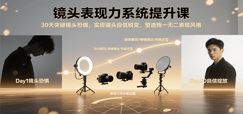 镜头表现力系统提升课，30天突破镜头恐惧实现自信蜕变，塑造独一无二表现风格-轻创网