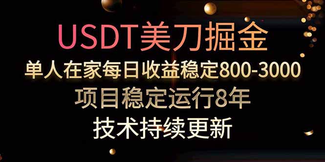 USDT美刀掘金，单人每日收益800-3000，稳定运行8年-轻创网