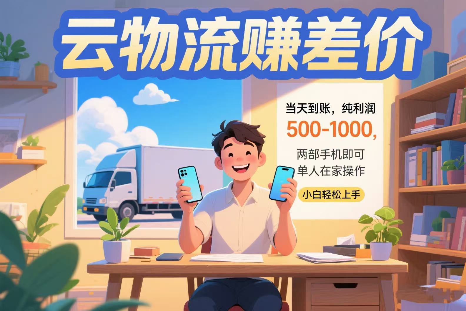云物流赚差价 当天到账纯利润500-1000 两部手机即可 可单人在家操作 小…-轻创网