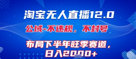 淘宝无人直播12.0，不封号，不违规，布局下半年旺季赛道，日入1k+(独家技术)【揭秘】-轻创网
