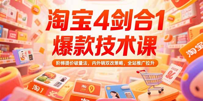 淘宝4剑合1爆款技术课73期：阶梯提价破量法，内外销双改策略 全站推广拉升-轻创网