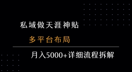 私域做天涯神贴 多平台布局 月入5k+详细流程拆解-轻创网