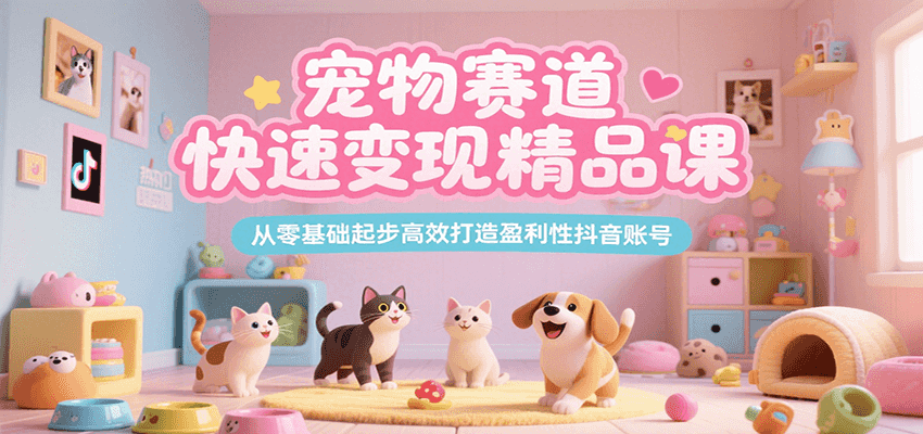 宠物赛道快速变现精品课，从零基础起步高效打造盈利性抖音账号-轻创网