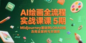 AI绘画全流程实战课5期，Midjourney基础到LORA训练，含商业案例与关键词库-轻创网