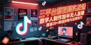 三平台短视频实战课,数字人制作加半无人直播,覆盖20+赛道剪辑与运营技巧-轻创网