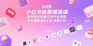 小红书批量铺货课，账号定位到爆文创作全流程，含AI辅助选品工具(更新6月-轻创网