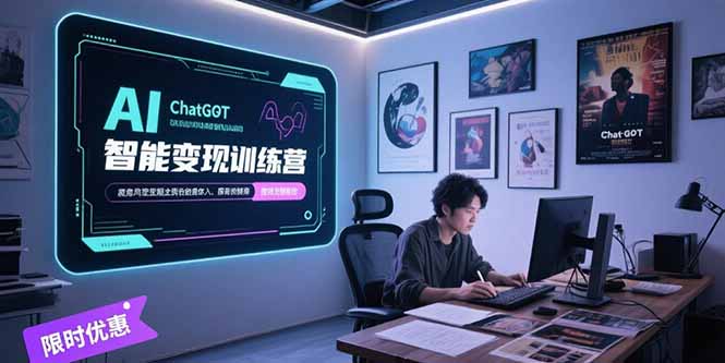 AI智能变现训练营，ChatGPT写作变现，电影解说制作，图文带货方法论-轻创网