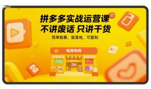 拼多多实战运营课，不讲废话只讲干货，简单粗暴，能落地，可复制-轻创网