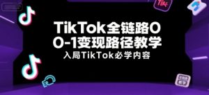 TikTok全链路0-1变现路径教学,入局TikTok必学内容-轻创网