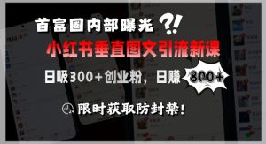 首富圈内部曝光小红书垂直图文引流新课，日吸300+创业粉，日入8张+，限时获取防封禁-轻创网