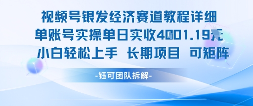 视频号银发经济赛道单账号实操单日实收1k+，小白轻松上手长期项目-轻创网