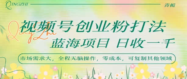 视频号创业粉打法，日入1k，蓝海项目，市场需求大，全程无脑操作，可复制-轻创网