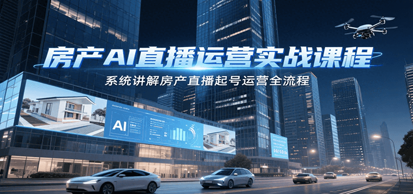 图片[1]-房产AI直播运营实战课程，系统讲解房产直播起号运营全流程-轻创网