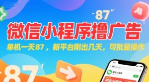 微信小程序看广告，单机一天87，新平台刚出几天，可批量操作，日入5张-轻创网