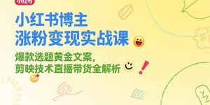 小红书博主涨粉变现实战课，爆款选题黄金文案，剪映技术直播带货全解析-轻创网