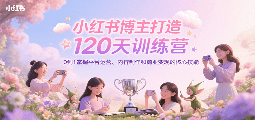 小红书博主打造120天训练营，0到1掌握平台运营、内容制作和商业变现-轻创网