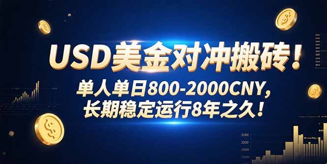 USD美金对冲搬砖!单人单日800-2000CNY，长期稳定运行8年之久!-轻创网