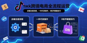 TikTok跨境电商全流程运营：店铺注册流程，一件代发操作，0粉开橱窗技巧-轻创网