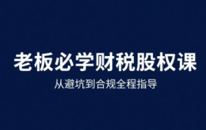 唐老师·25年企业财税与股权实战课-轻创网