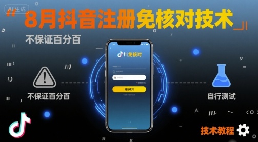 8月抖音注册免核对技术，不保证百分百，自测-轻创网