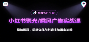 小红书聚光/乘风广告实战课：投放运营、数据优化与抖音本地推全攻略-轻创网