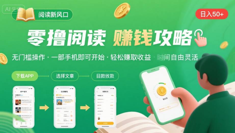 零撸阅读新风口，无门槛轻松挣，一部手机，日入 50-3张【揭秘】-轻创网